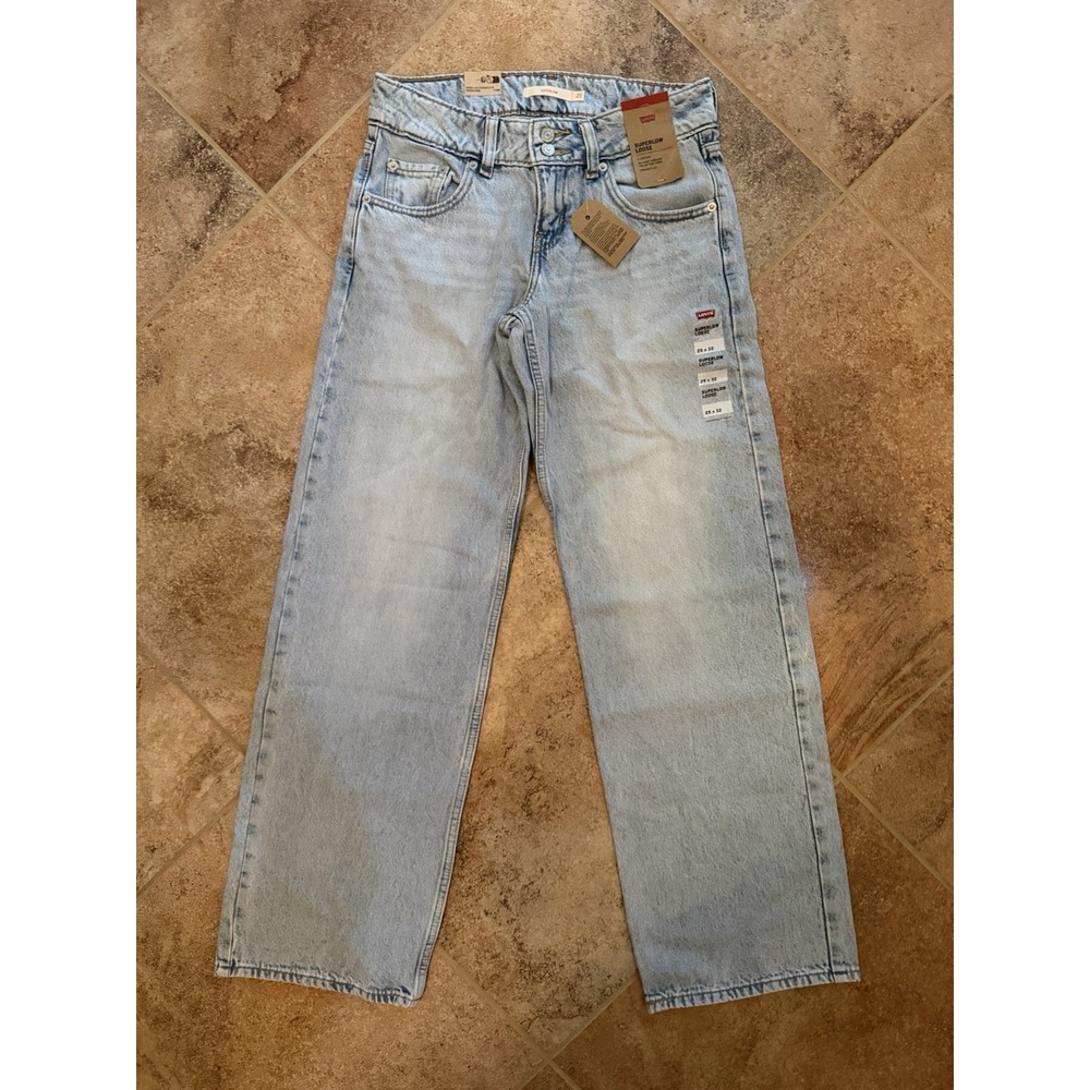 Women's Levi's Superlow Loose Straight Leg Jeans Light Blue Wash 25 X 32 NWT